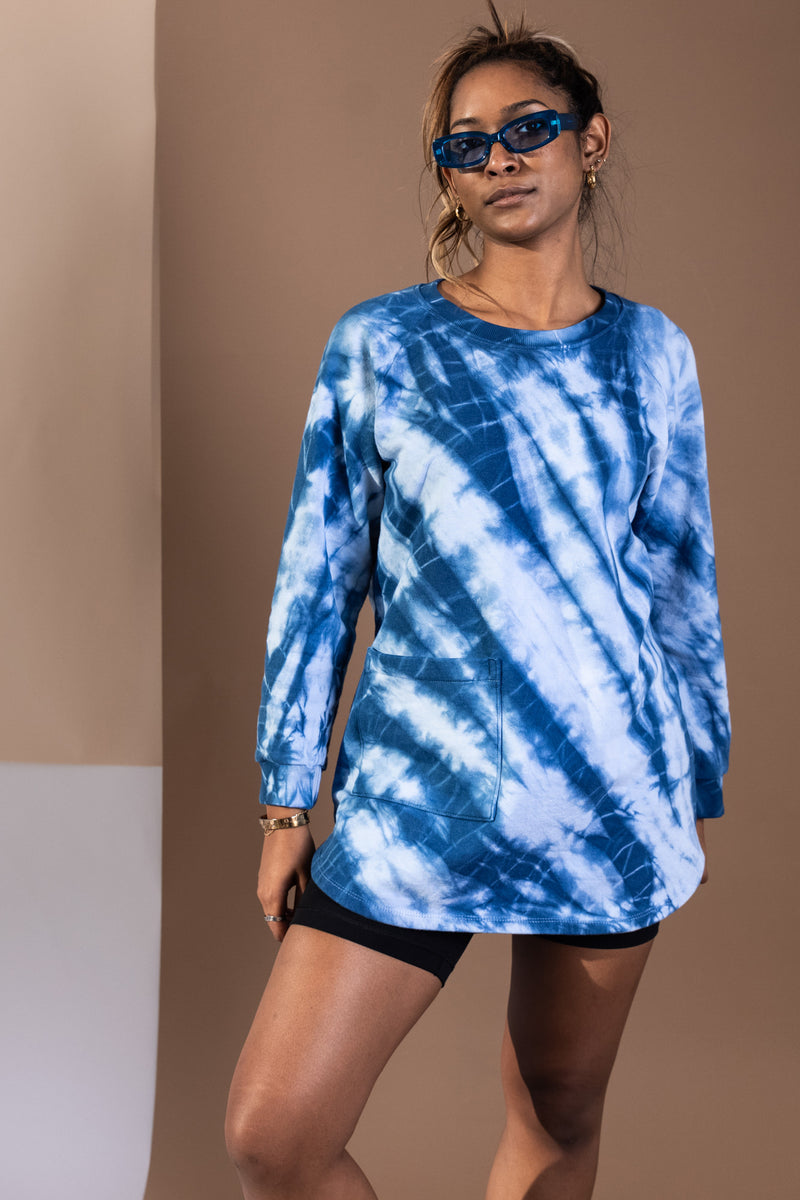 Organic Cotton Sweatshirt Dress in 'Under the Sea' – TJ Indigo