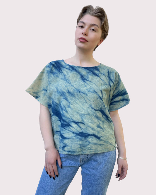 Linen Top in Arashi Shibori