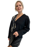 Black Asymmetrical V-Neck Jacket