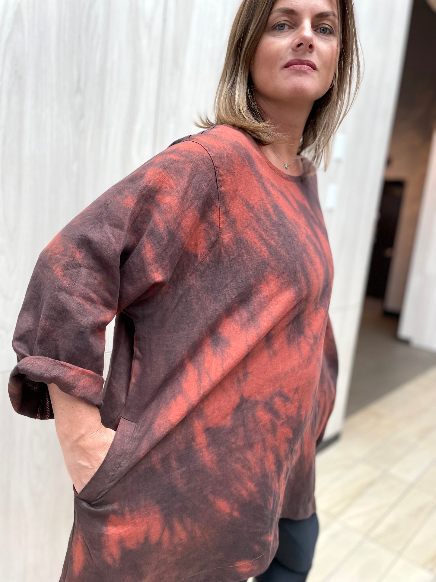 Linen Tulip Tunic In Fog Arashi