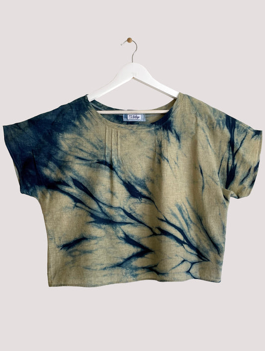 Linen Top in Arashi Shibori