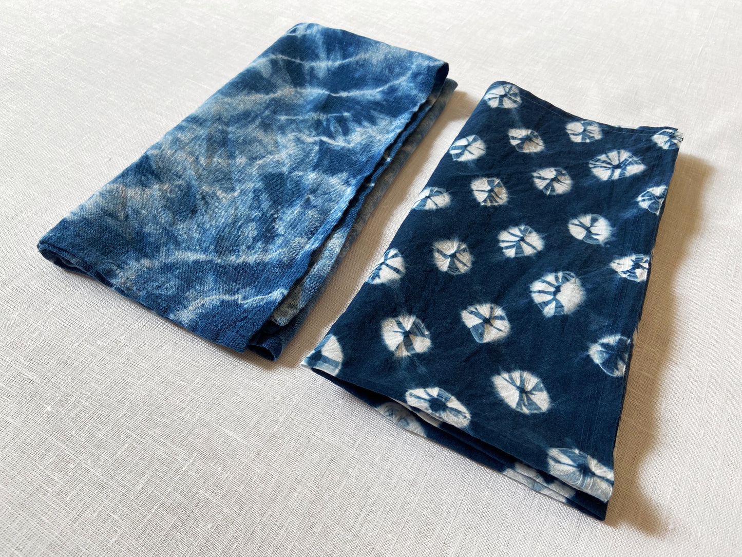 Set of Two Japanese Indigo Dyed Bandanas