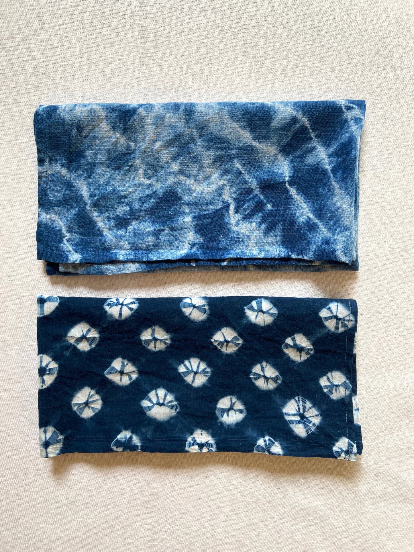 Set of Two Japanese Indigo Dyed Bandanas