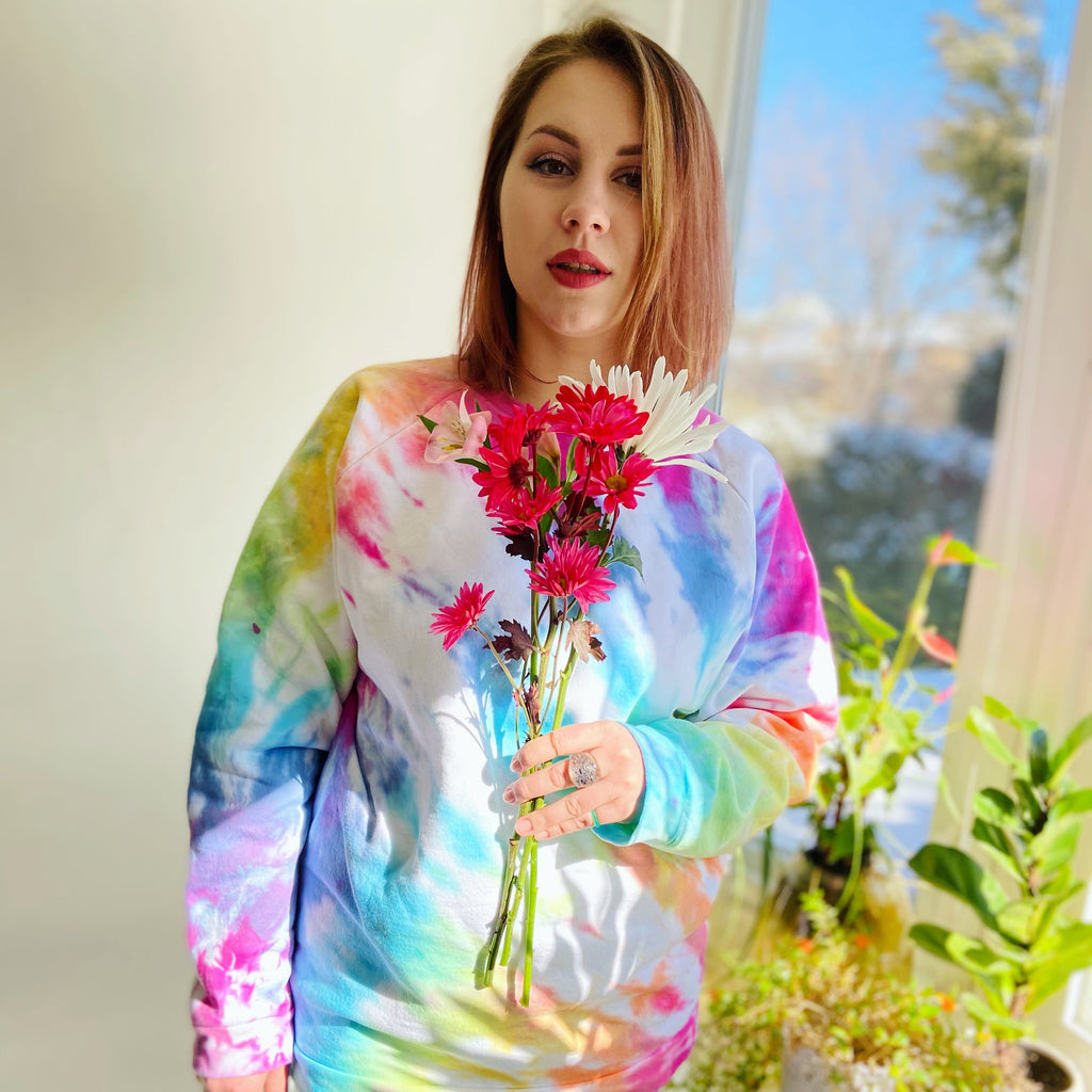 Rainbow Tie Dye Organic Cotton Sweatshirt – TJ Indigo Clothing Co.